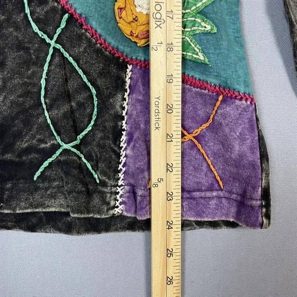 Rising International Top Size Medium M Boho Embroidered 3D Art To Wear Patchwork - Picture 12 of 16